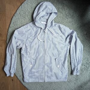 Uniqlo light blue stripped hooded jacket